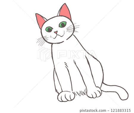 一隻白貓驕傲地低下頭 一隻白貓驕傲地低下頭 121883315