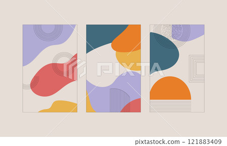 Vector illustration. A composition of organic forms and soft color transitions that create the impression of harmonious movement. 121883409