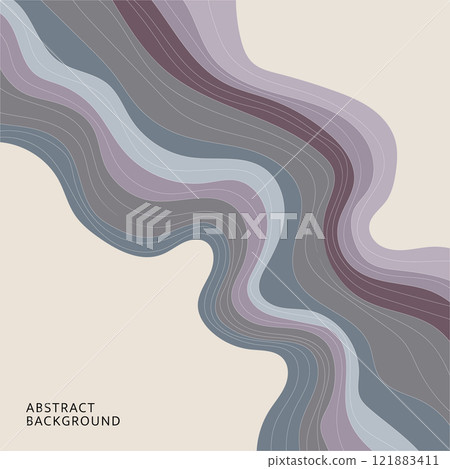 A wavy abstraction combining shades of lilac, purple and blue, creating the effect of depth and relief. Lines smoothly change width, adding dynamism to the composition. A wavy abstraction combining shades of lilac, purple and blue, creating the effect of depth and relief. Lines smoothly change width, adding dynamism to the composition. 121883411
