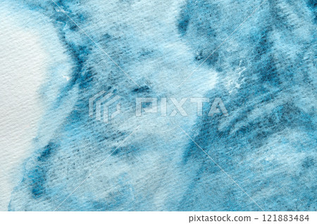 Abstract blue watercolor texture with brush strokes and soft patterns Abstract blue watercolor texture with brush strokes and soft patterns 121883484