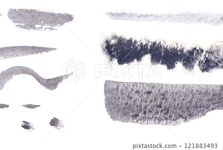 Bold abstract ink strokes on white background for modern art and minimalist 121883493