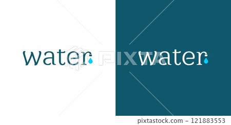 Creative Water-Themed Typography Graphic with Droplet Icon in Minimal Design 121883553
