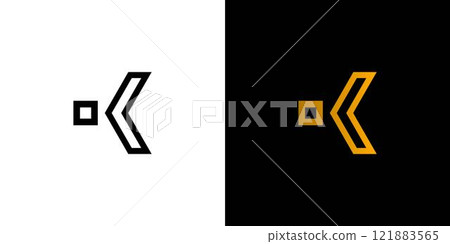 Minimalist Abstract K Logo Design with Geometric Elements in Black and White Contrast 121883565