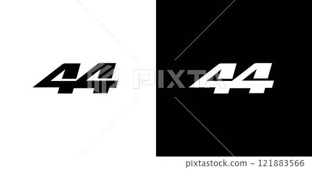 Minimalist Black and White Graphic with Bold Number 44 Design Minimalist Black and White Graphic with Bold Number 44 Design 121883566