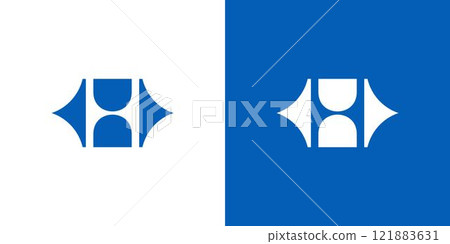Abstract Blue and White Geometric H Logo Design on Separate Background Abstract Blue and White Geometric H Logo Design on Separate Background 121883631