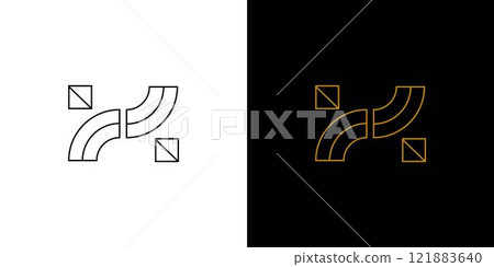 Minimalist Geometric H Logo Design with Contrasting Black and White Background 121883640
