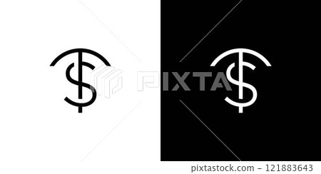 Minimalist TS Monogram Design with Stylish Typography Design on High Contrast Background 121883643