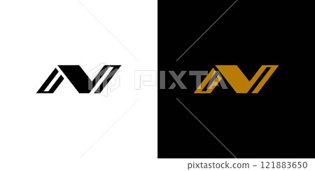 Stylish Minimalist Letter N Icon with Contrasting Color Background 121883650