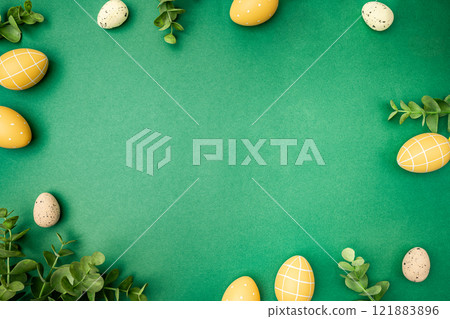 Happy Easter concept with easter eggs Happy Easter concept with easter eggs 121883896