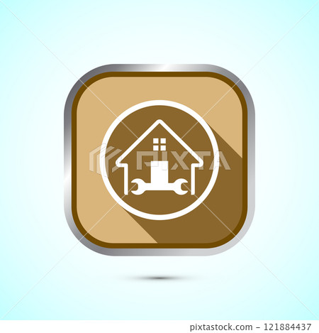 House repair icon design illustration. Home remodeling, repair or maintenance sign. Button design 121884437