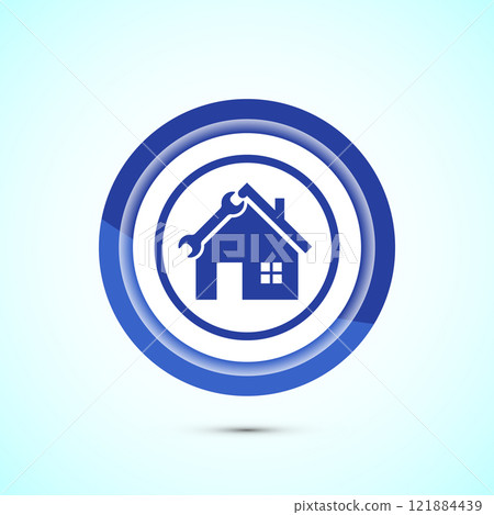 House repair icon design illustration. Home remodeling, repair or maintenance sign. Button design 121884439