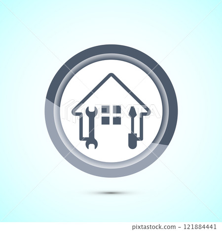 House repair icon design illustration. Home remodeling, repair or maintenance sign. Button design House repair icon design illustration. Home remodeling, repair or maintenance sign. Button design 121884441