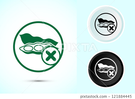 Soy or soya free icon design illustration. Soy allergen free product food sign Soy or soya free icon design illustration. Soy allergen free product food sign 121884445