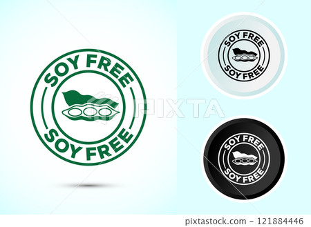 Soy or soya free icon design illustration. Soy allergen free product food sign Soy or soya free icon design illustration. Soy allergen free product food sign 121884446
