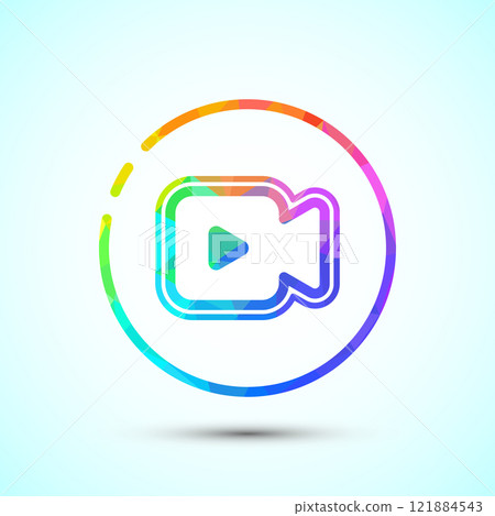 Video icon design illustration. camera icon, video camera symbol, movie sign low poly style 121884543