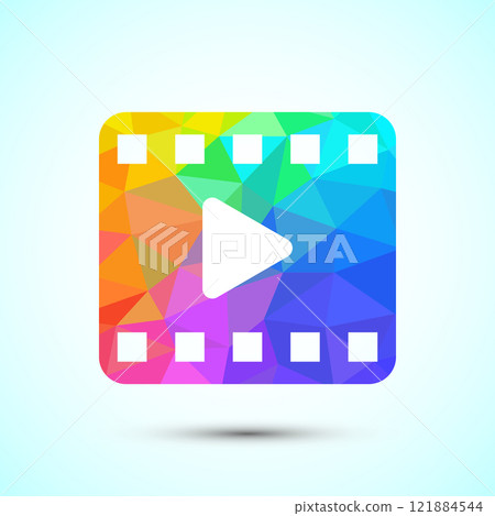 Video icon design illustration. camera icon, video camera symbol, movie sign low poly style 121884544