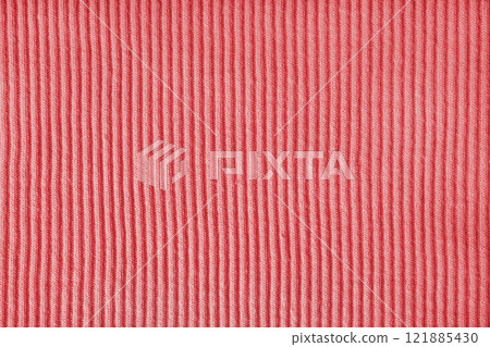 Jersey textile background , red striped ridge tricot fabric, cloth surface Jersey textile background , red striped ridge tricot fabric, cloth surface 121885430