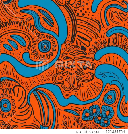 seamless pattern with decorative elements 121885734