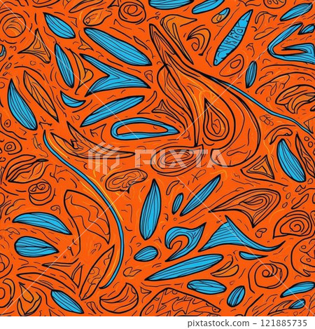 seamless pattern with abstract leaves 121885735