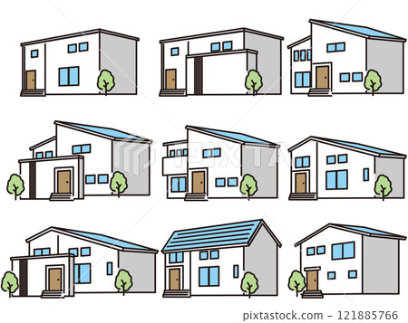 Simple house icon set 121885766