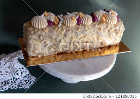 Travel Cake, Gateaux de Voyage on the cake stand. Travel Cake, Gateaux de Voyage on the cake stand. 121886016