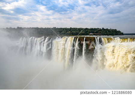 Iguazu waterfalls in overcast weather Iguazu waterfalls in overcast weather 121886080