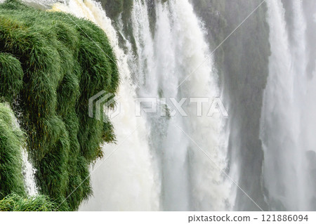 Iguazu waterfalls in overcast weather 121886094