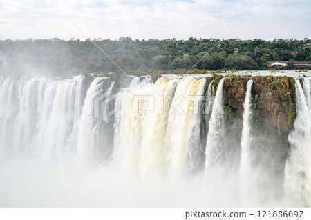 Iguazu waterfalls in overcast weather Iguazu waterfalls in overcast weather 121886097