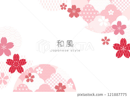 Japanese style design, traditional cherry blossom pattern, simple background | Elegant decoration in Japanese style 121887775