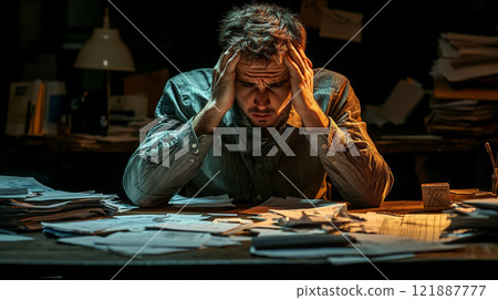 Image of a businessman feeling despair 121887777