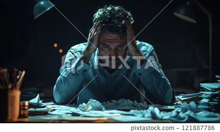 Image of a businessman feeling despair 121887786