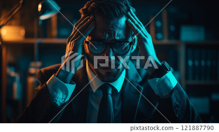 Image of a businessman feeling despair Image of a businessman feeling despair 121887790