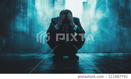Image of a businessman feeling despair Image of a businessman feeling despair 121887791