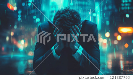 Image of a businessman feeling despair Image of a businessman feeling despair 121887793