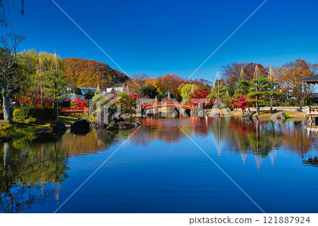 Murasaki Shikibu Park with autumn leaves Murasaki Shikibu Park with autumn leaves 121887924