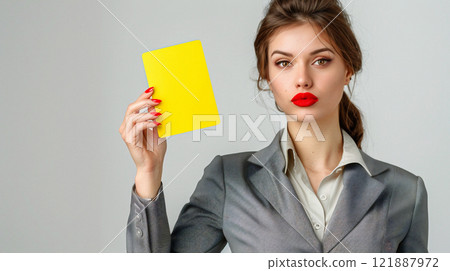 顯示黃牌的女商人 121887972