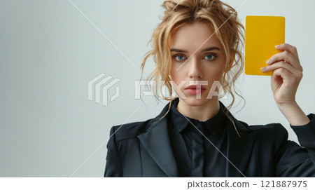 顯示黃牌的女商人 121887975