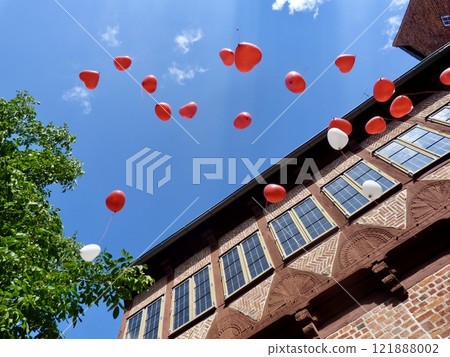 Red and white balloons Red and white balloons 121888002