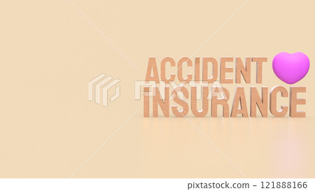 The Accident insurance wood and pink heart 3d rendering image. The Accident insurance wood and pink heart 3d rendering image. 121888166