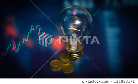 The Light Bulb and coins for Business concept 3d Rendering. 121888171