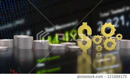 The Gold dollar symbol and gear for technology or Business concept 3d rendering. 121888175