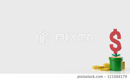 The Red Dollar symbol in Plant for Business concept 3d rendering. 121888179