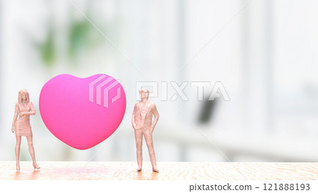 The Man woman and Heart for Love or Valentine concept 3d rendering. 121888193