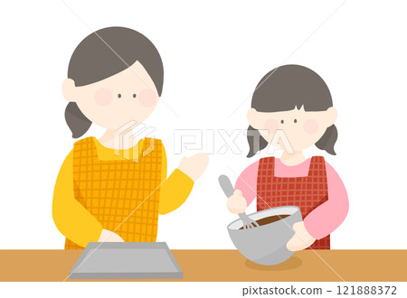 父母與孩子一起製作情人節糖果 父母與孩子一起製作情人節糖果 121888372