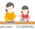 父母與孩子製作情人節心型巧克力 121889082