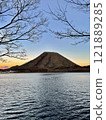Lake Haruna and Mount Haruna at dusk 121889285
