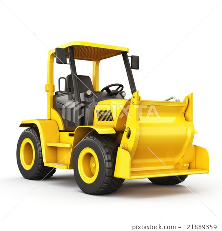 3d backhoe loader on white background 121889359