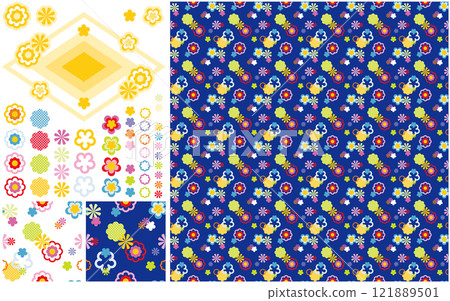 Seamless pattern texture and decorative design "Colorful falling flowers" vivid color Seamless pattern texture and decorative design "Colorful falling flowers" vivid color 121889501