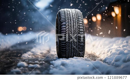 Image 2 of winter tires and snowy road Image 2 of winter tires and snowy road 121889677