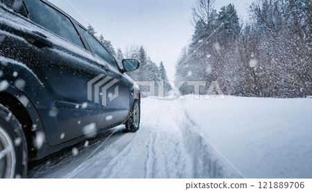 圖 5 一輛汽車在雪路上行駛時使用冬季輪胎的狀況 121889706